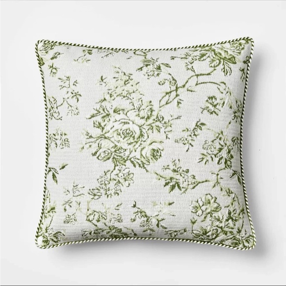 Oversized Square Floral Jacquard Pillow Green - Threshold Studio McGee
